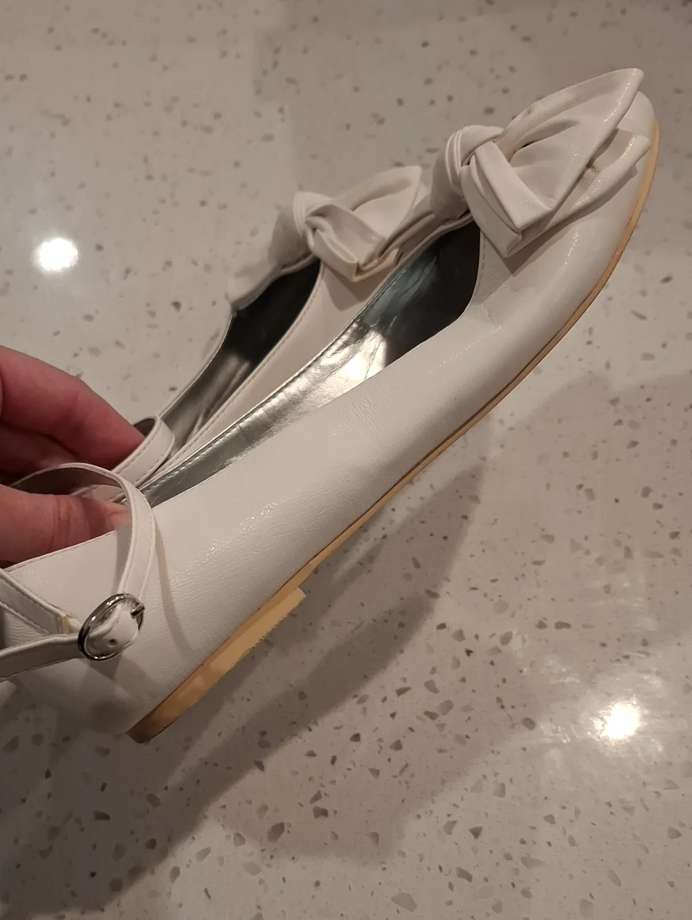 Janie And Jack Girls White Bow Flats Size 4